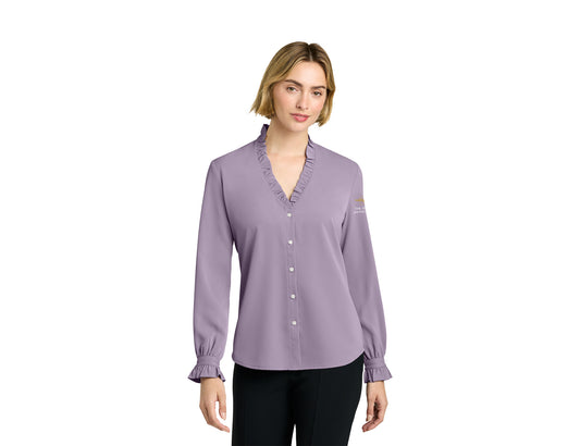Brooks Brothers Women's Long Sleeve Ruffle Collar Blouse