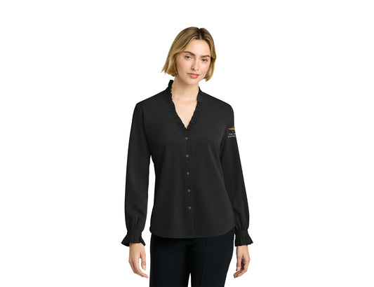 Brooks Brothers Women's Long Sleeve Ruffle Collar Blouse